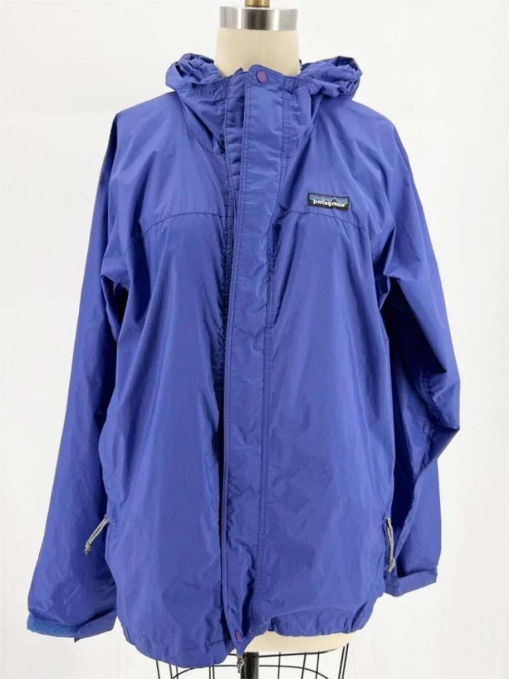 PATAGONIA Spellcell Full Zip Hooded Windbreaker Jacket 90s Vtg Blue M - Picture 1 of 16